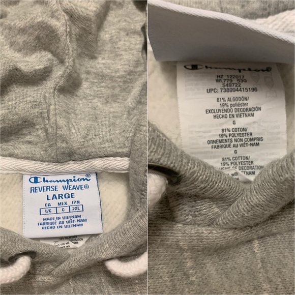 CHAMPION Dress Womens Size L Reverse Weave Hoodie Gray Pullover Sweatshirt - Picture 8 of 9